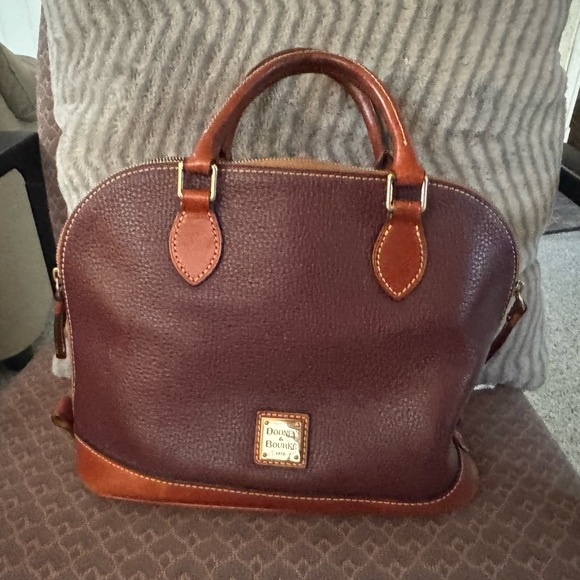 Dooney & Bourke Burgundy and Tan Satchel - Picture 5 of 8